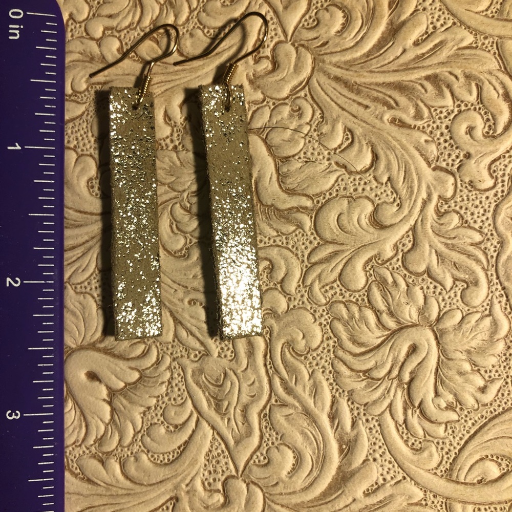 GOLD EMBOSSED LEATHER EARRINGS *ARTISAN